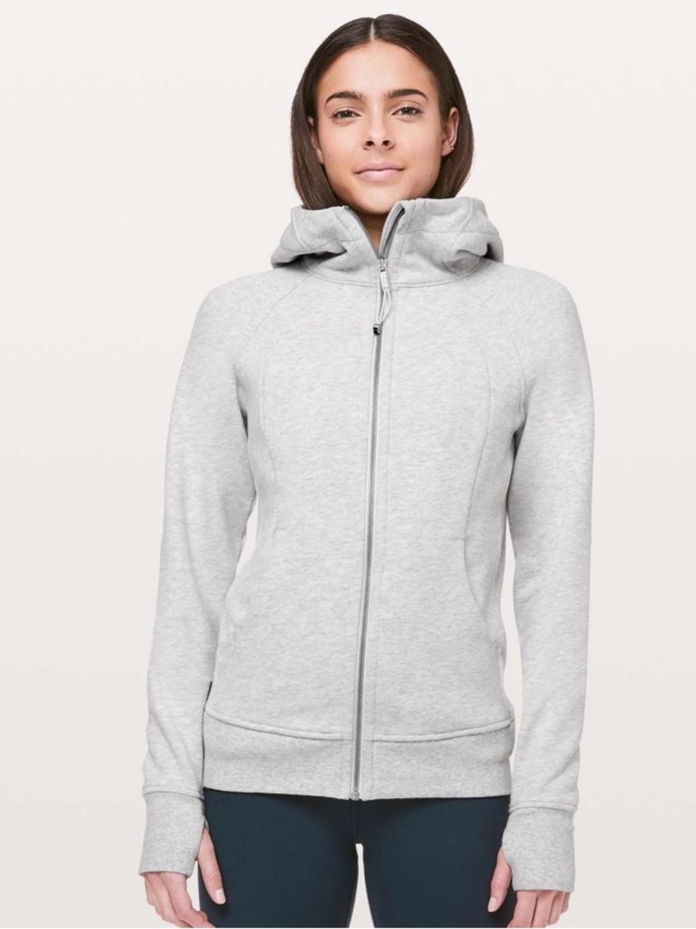 Lululemon Women’s Scuba Full-Zip Cotton Fleece Hoodie Sweatshirt In Light Grey 8